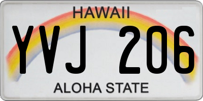 HI license plate YVJ206