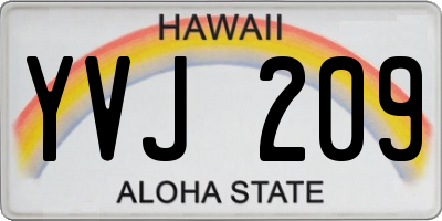 HI license plate YVJ209