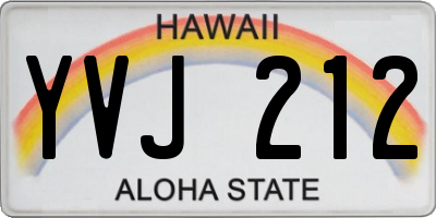 HI license plate YVJ212