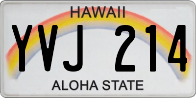 HI license plate YVJ214