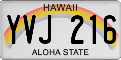 HI license plate YVJ216