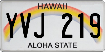 HI license plate YVJ219