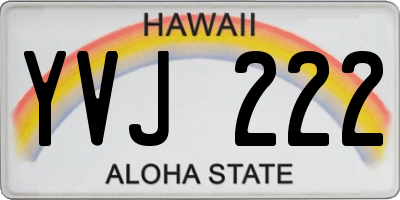 HI license plate YVJ222