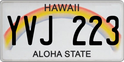 HI license plate YVJ223