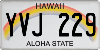 HI license plate YVJ229