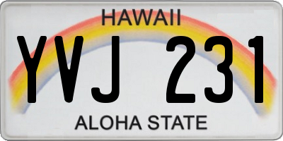 HI license plate YVJ231