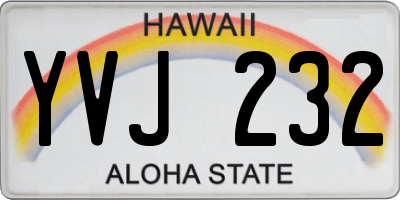 HI license plate YVJ232
