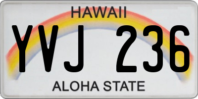 HI license plate YVJ236