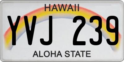 HI license plate YVJ239