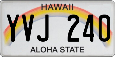 HI license plate YVJ240