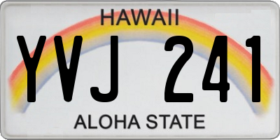 HI license plate YVJ241