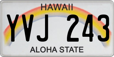HI license plate YVJ243