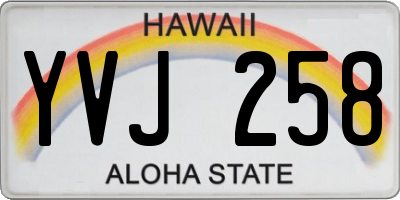 HI license plate YVJ258