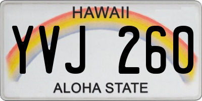 HI license plate YVJ260