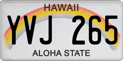HI license plate YVJ265