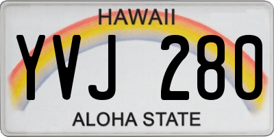 HI license plate YVJ280