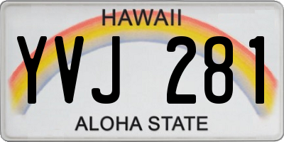HI license plate YVJ281