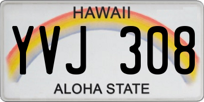 HI license plate YVJ308