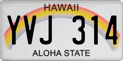 HI license plate YVJ314