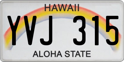 HI license plate YVJ315