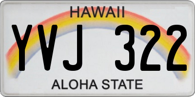 HI license plate YVJ322
