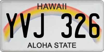 HI license plate YVJ326