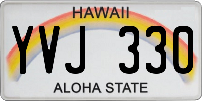 HI license plate YVJ330