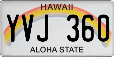 HI license plate YVJ360