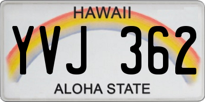 HI license plate YVJ362