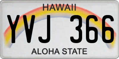 HI license plate YVJ366