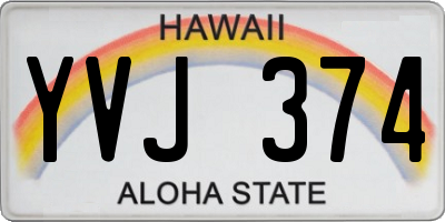HI license plate YVJ374