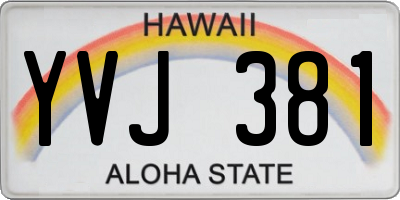 HI license plate YVJ381