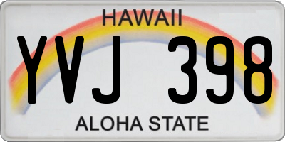 HI license plate YVJ398