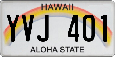 HI license plate YVJ401