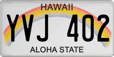 HI license plate YVJ402