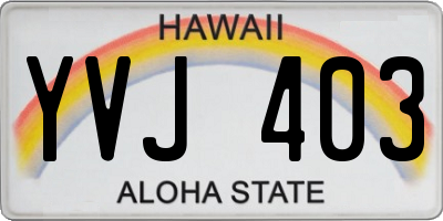 HI license plate YVJ403