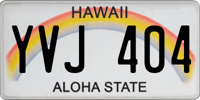 HI license plate YVJ404
