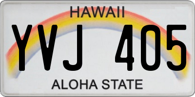 HI license plate YVJ405