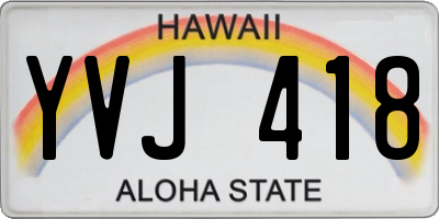 HI license plate YVJ418
