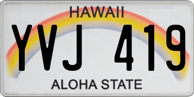 HI license plate YVJ419
