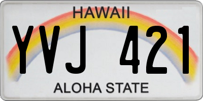 HI license plate YVJ421