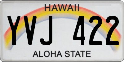 HI license plate YVJ422