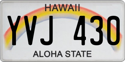 HI license plate YVJ430