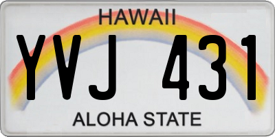 HI license plate YVJ431