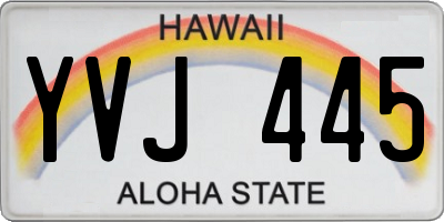 HI license plate YVJ445
