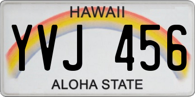 HI license plate YVJ456
