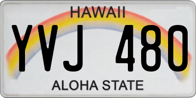 HI license plate YVJ480