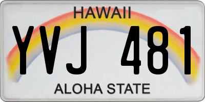 HI license plate YVJ481