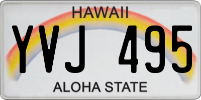 HI license plate YVJ495