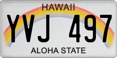 HI license plate YVJ497